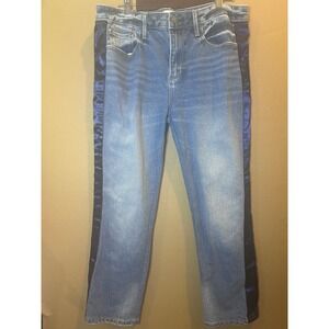 Driftwood Candace Jeans Womens 30 Blue Excellent Satin Tuxedo Stripe Cropped 25"